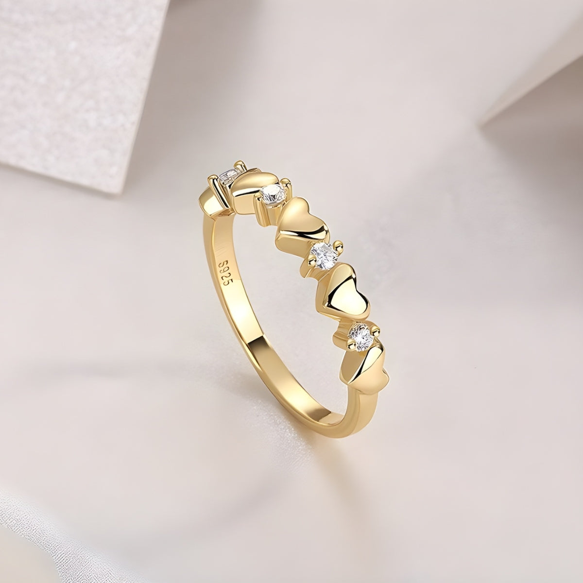 Romantic Moissanite Heart Band Ring