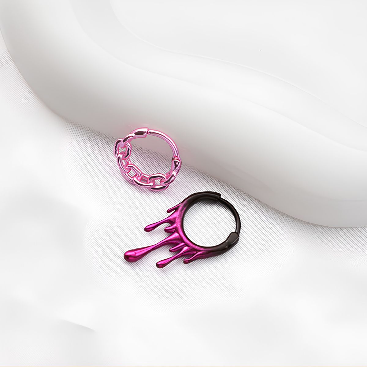 Rebel Pink Heart Horseshoe Circular Nose Ring