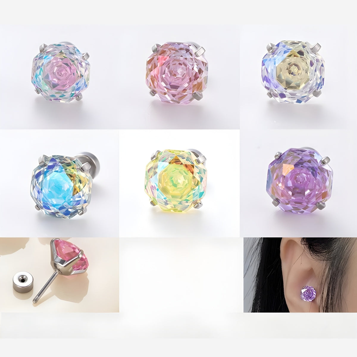Aurora Rose-Cut CZ Flat Back Tragus Stud