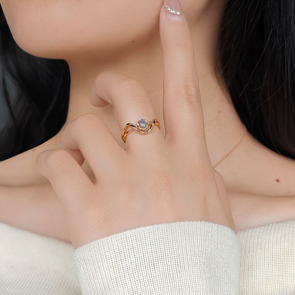Aquamarine Three Stone Ring Set