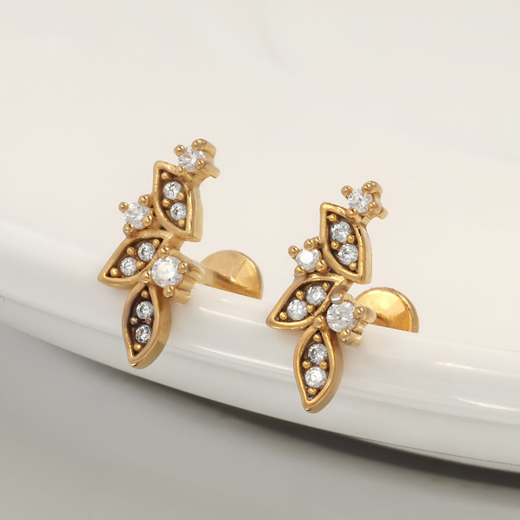 Vintage Floral Internal Thread Flat Back Tragus Stud