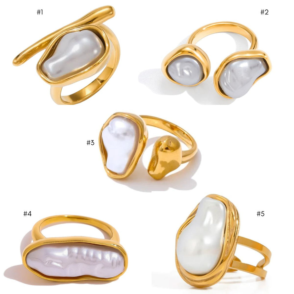 Baroque Chunky Pearl Thumb Index Ring