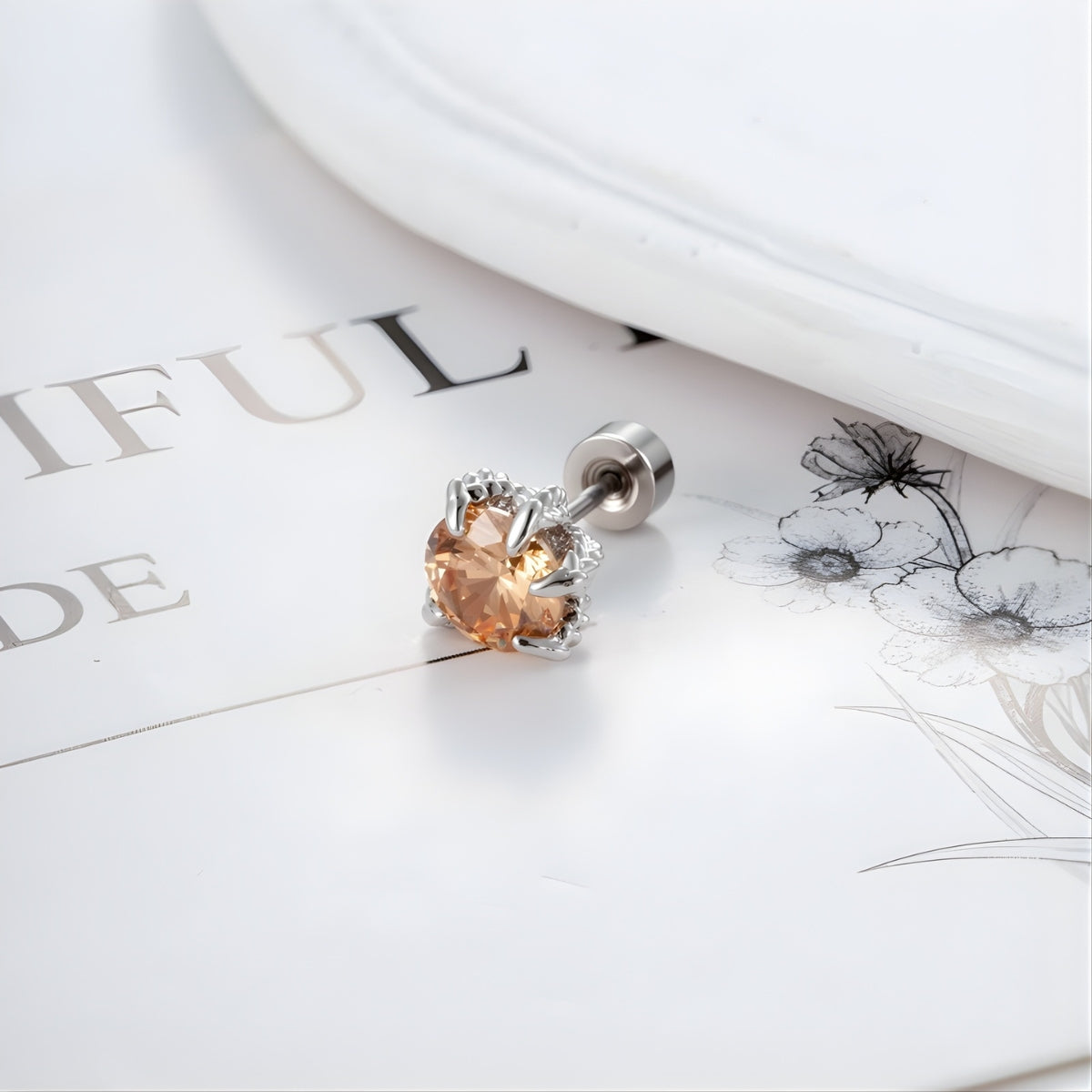 Angel Wing CZ Conch Helix Earrings