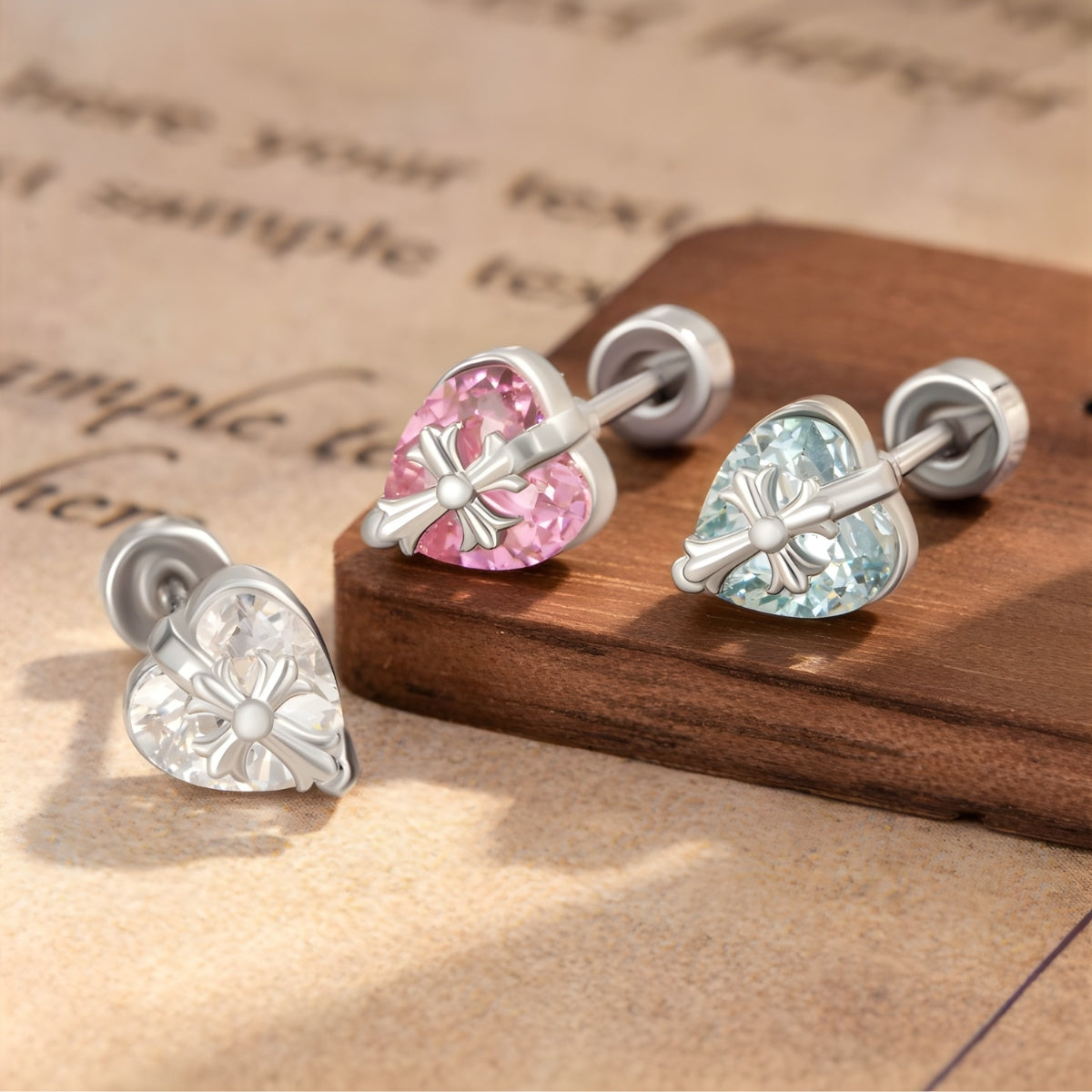 Cross Heart Flat Back Piercings