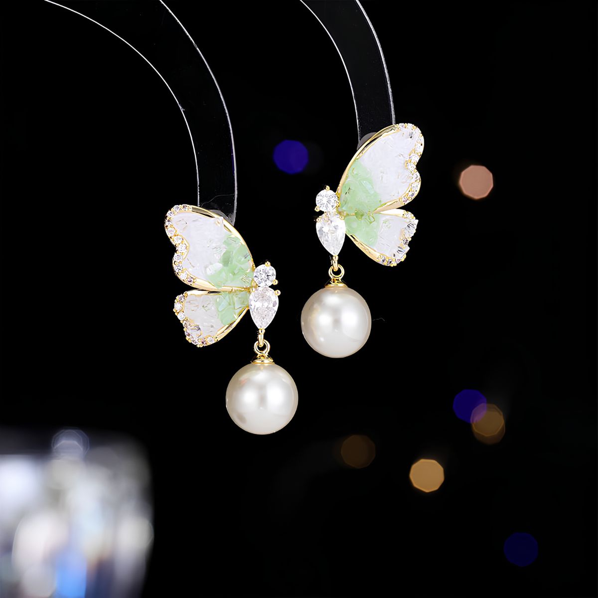Enchanted Flutter Butterfly Pearl Drop Earrings