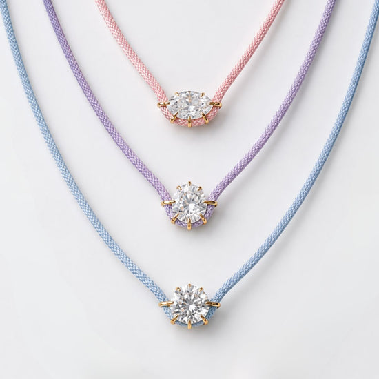 Color Pop Braided Rope CZ Cord Necklace
