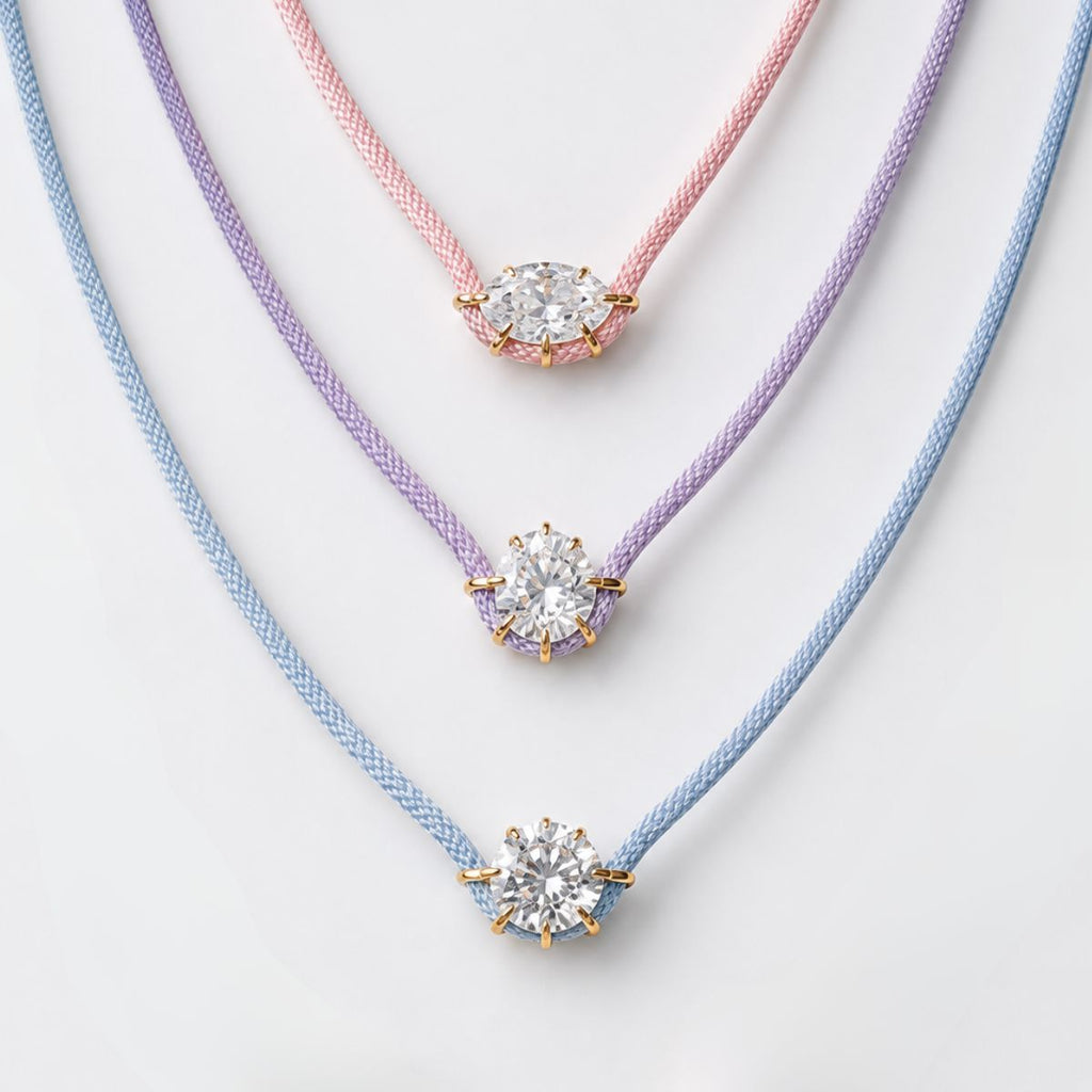 Color Pop Braided Rope CZ Cord Necklace
