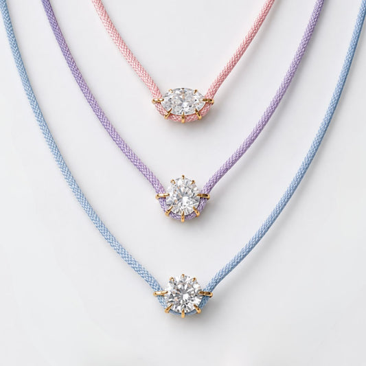 Color Pop Braided Rope CZ Cord Necklace