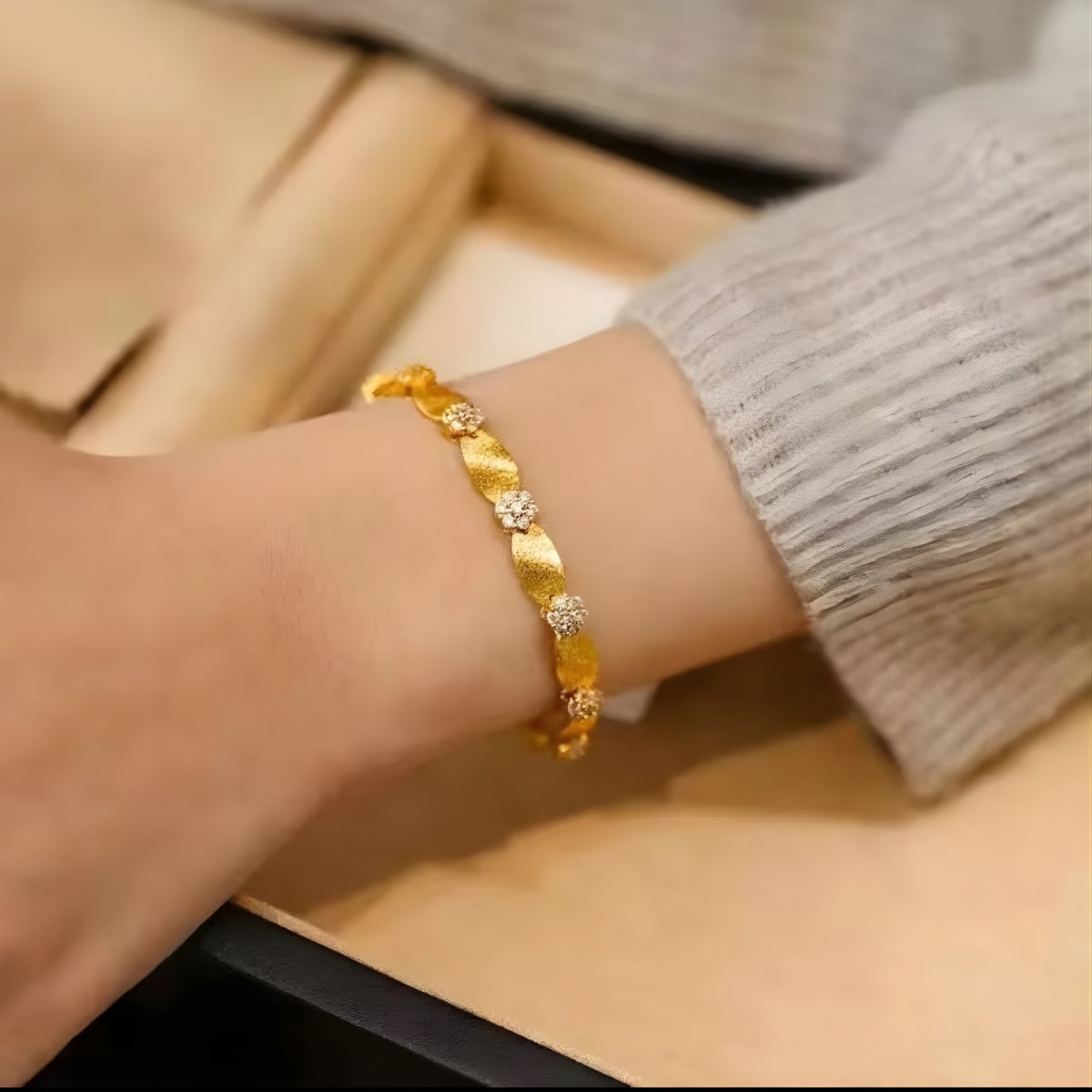 Luxury Dual Tone Brushed Ribbon Link Bracelet