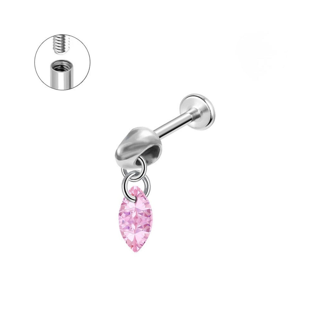 16G Titanium Internally Threaded Marquise Dangle Labret