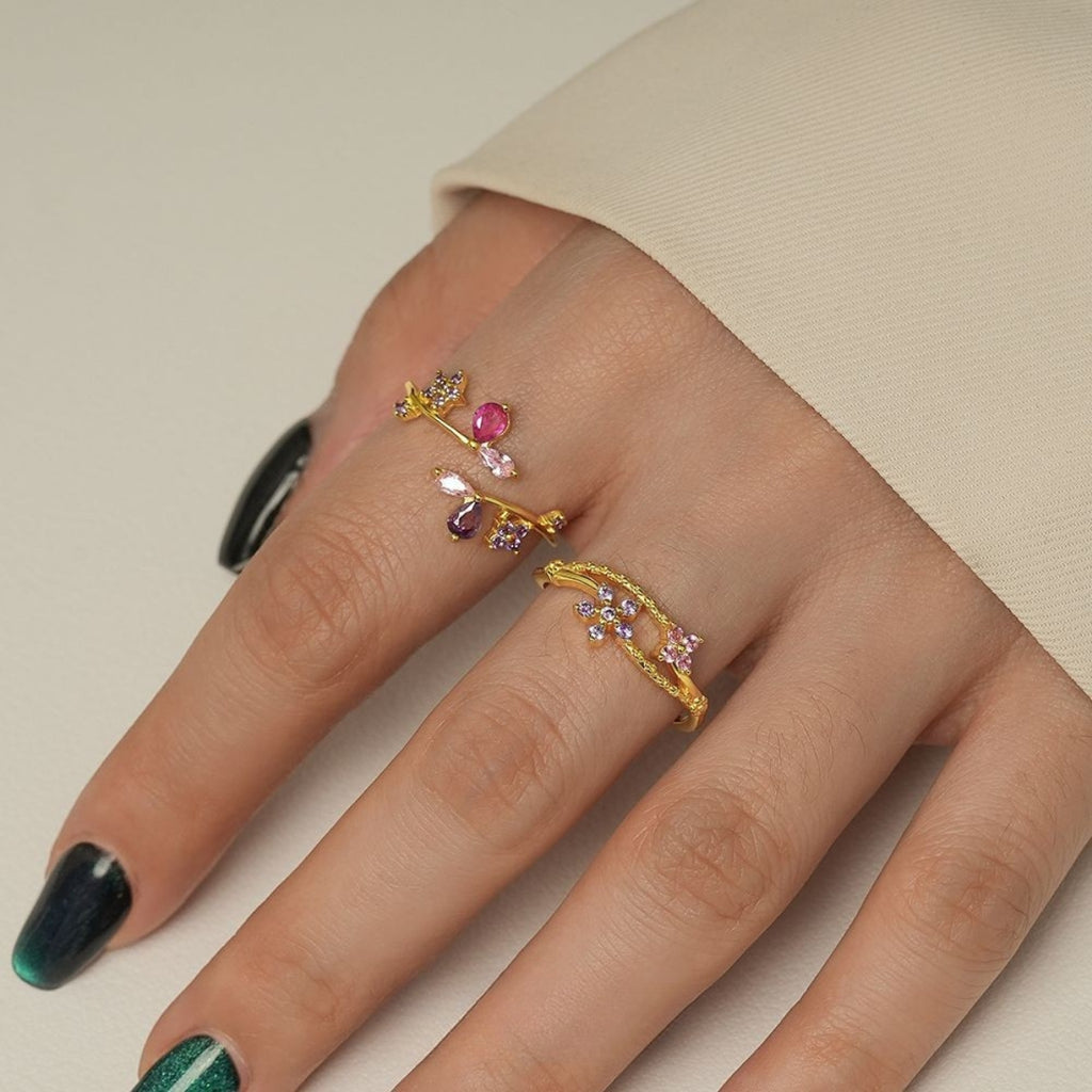 Mori Flower Open Leaf Ring