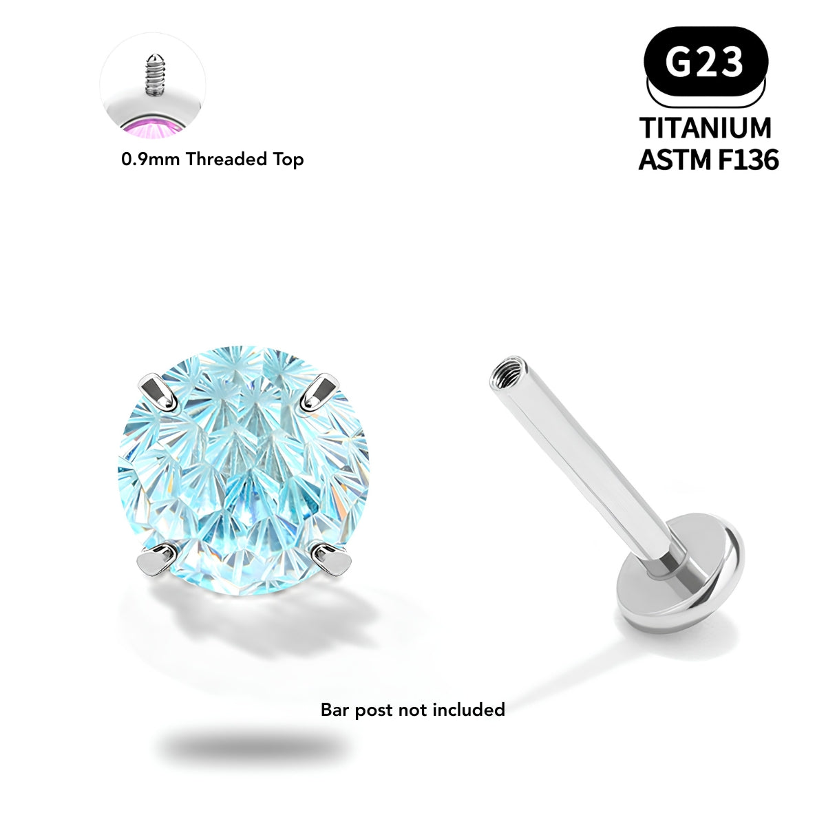 Celestial Spark Titanium CZ Flat Back Stud