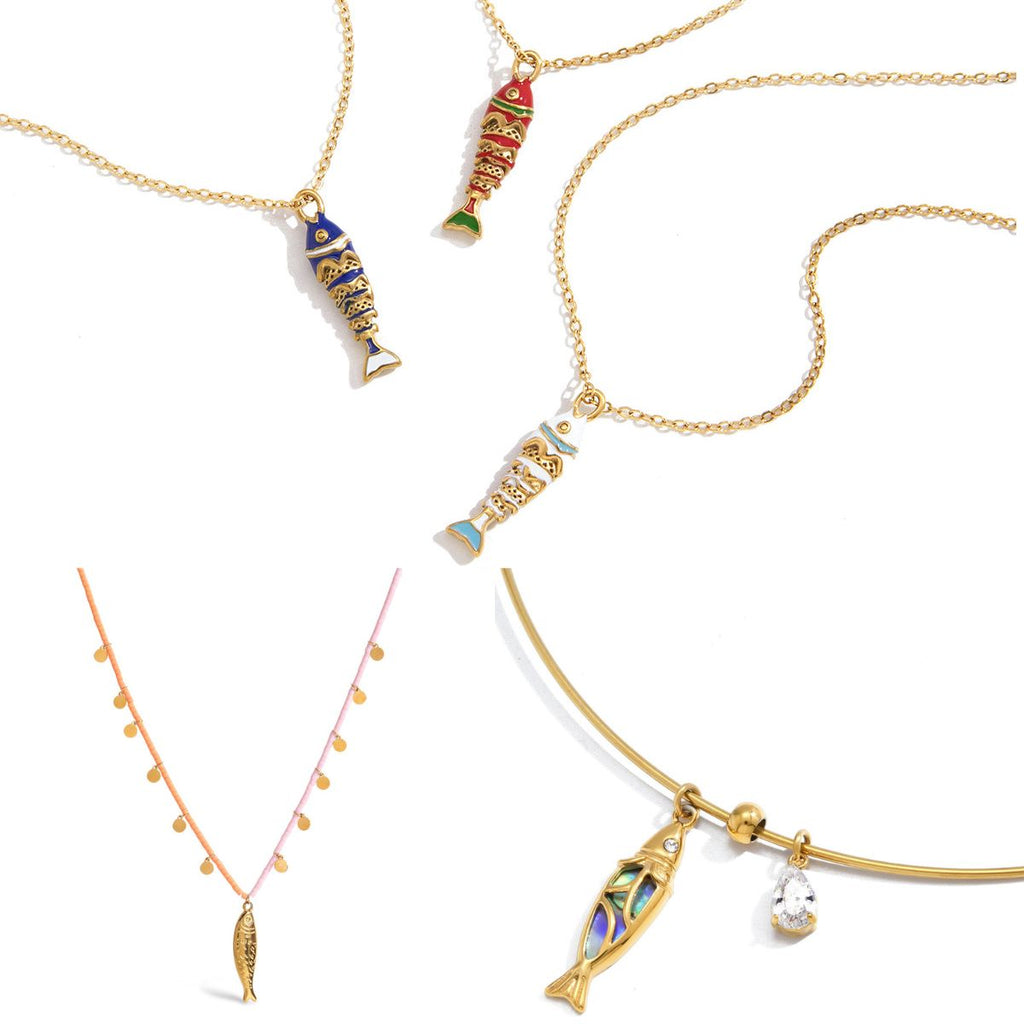Y2K Fish Beaded Necklace