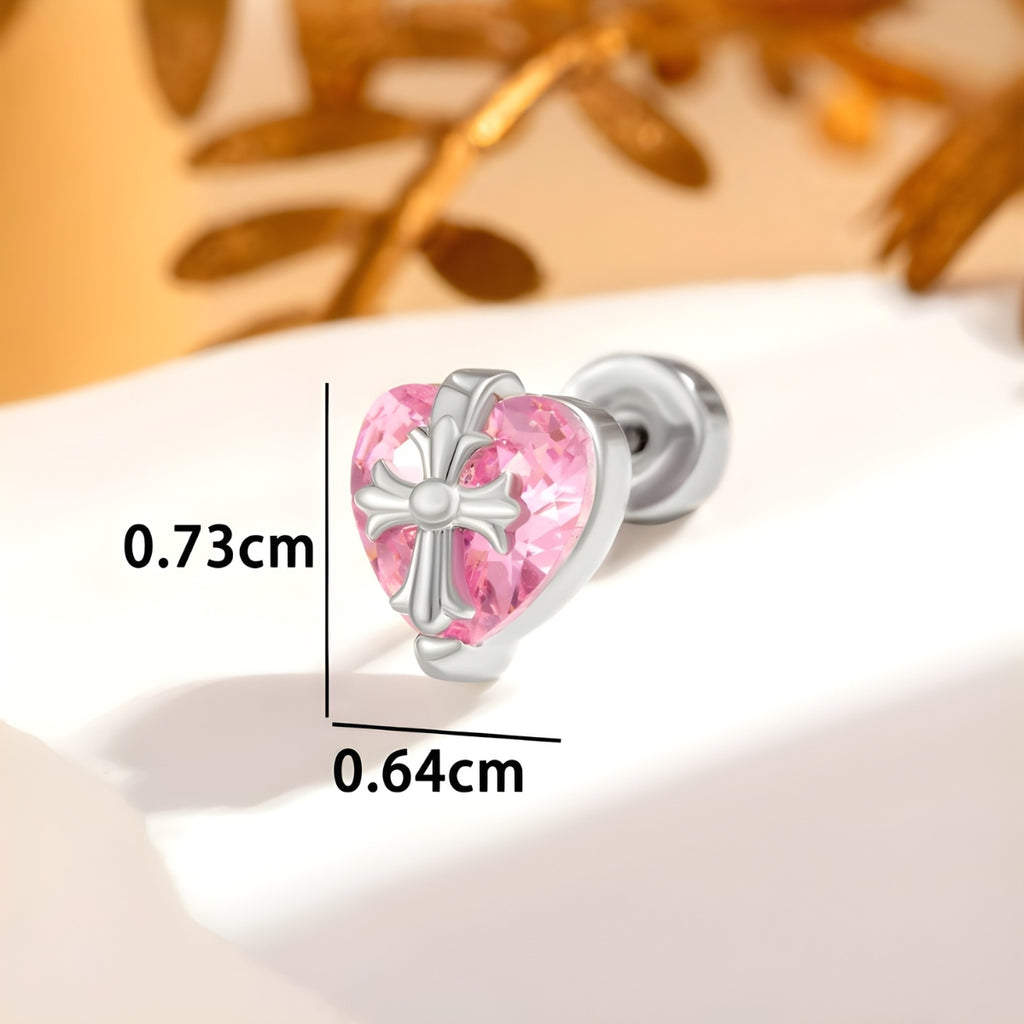 Cross Heart Flat Back Piercings