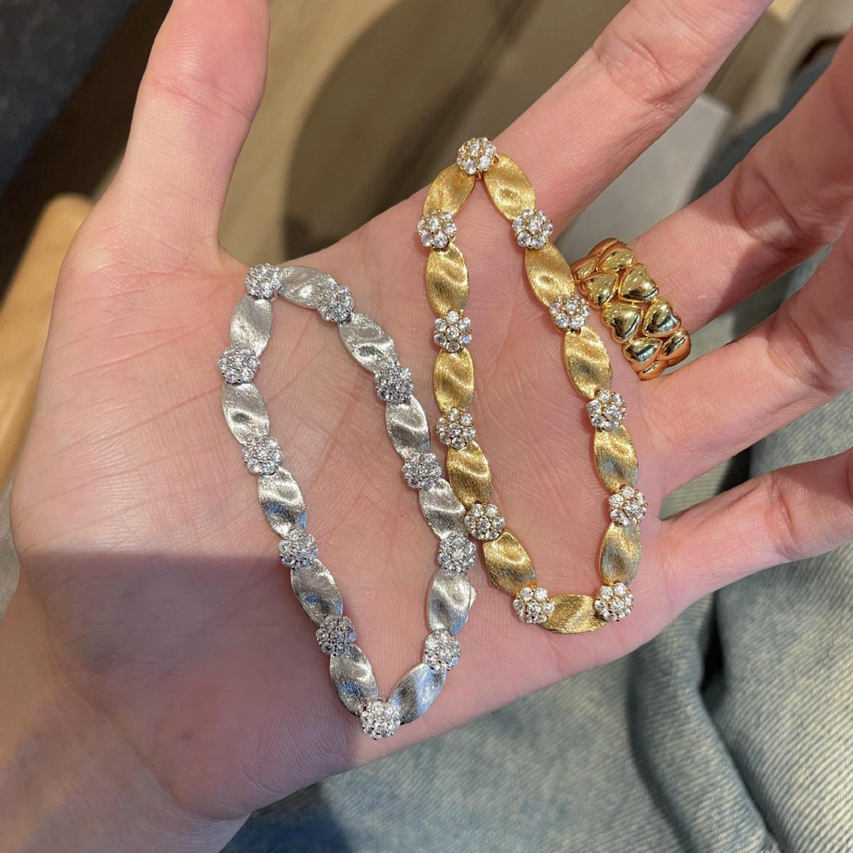 Luxury Dual Tone Brushed Ribbon Link Bracelet