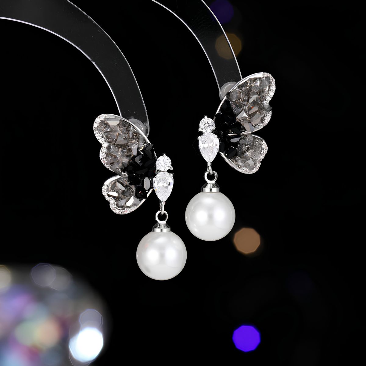 Enchanted Flutter Butterfly Pearl Drop Earrings