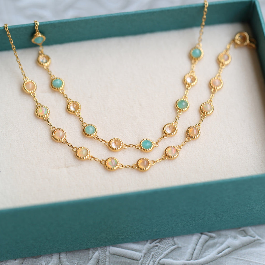 Opal Ruby & Sapphire Chain Bracelet