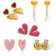 Color Red Heart Stud Earrings