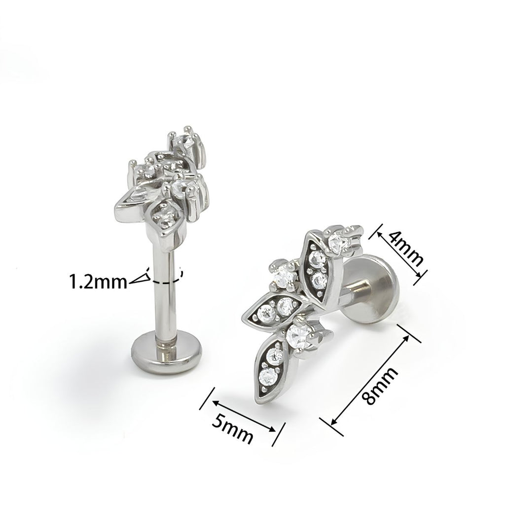 Vintage Floral Internal Thread Flat Back Tragus Stud