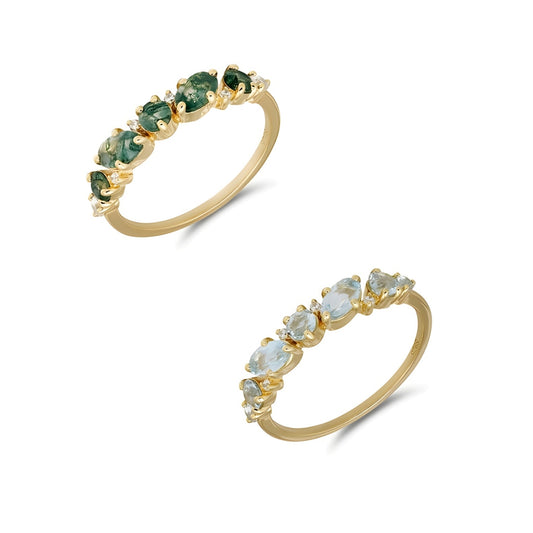 Blue Topaz Five Stone Ring