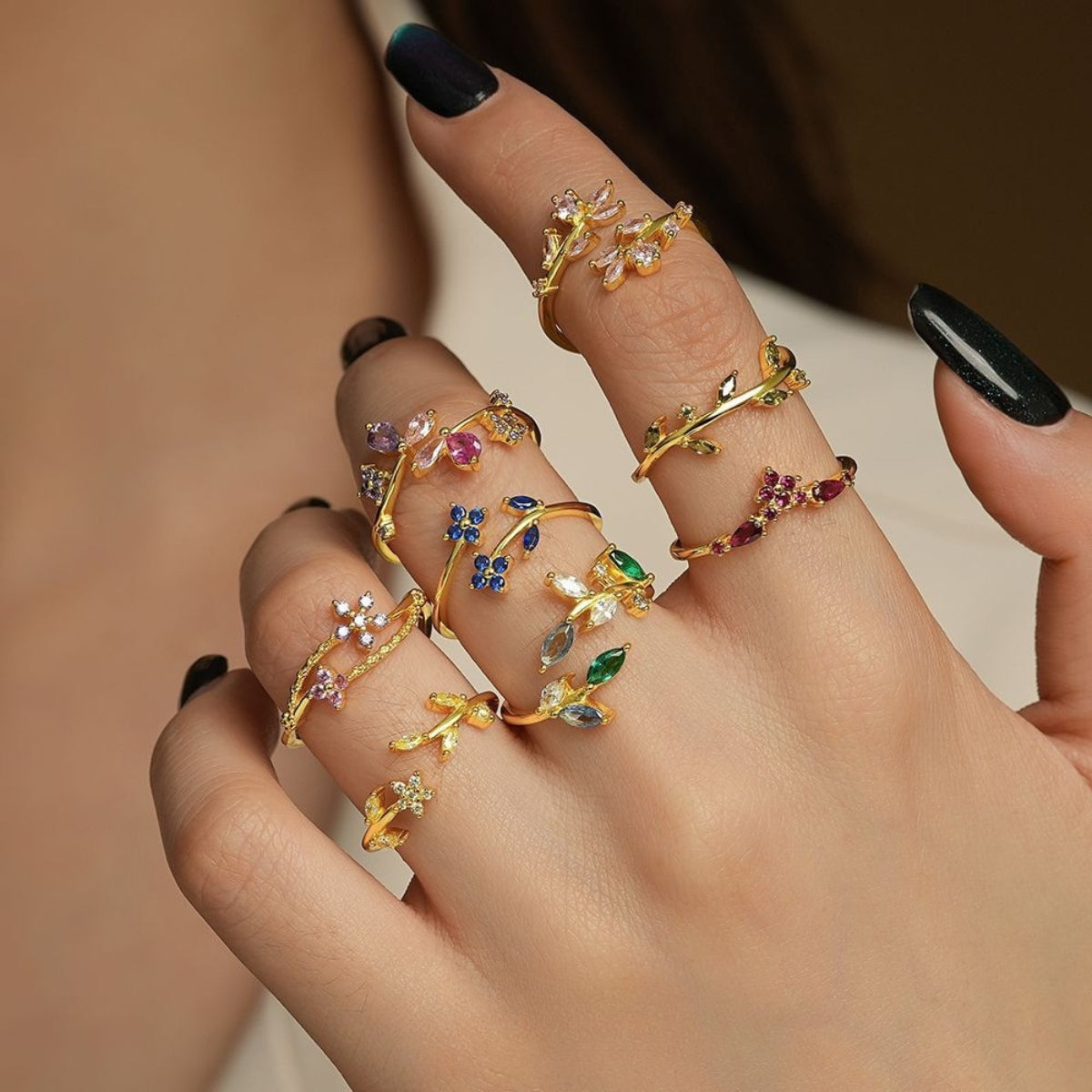 Mori Flower Open Leaf Ring