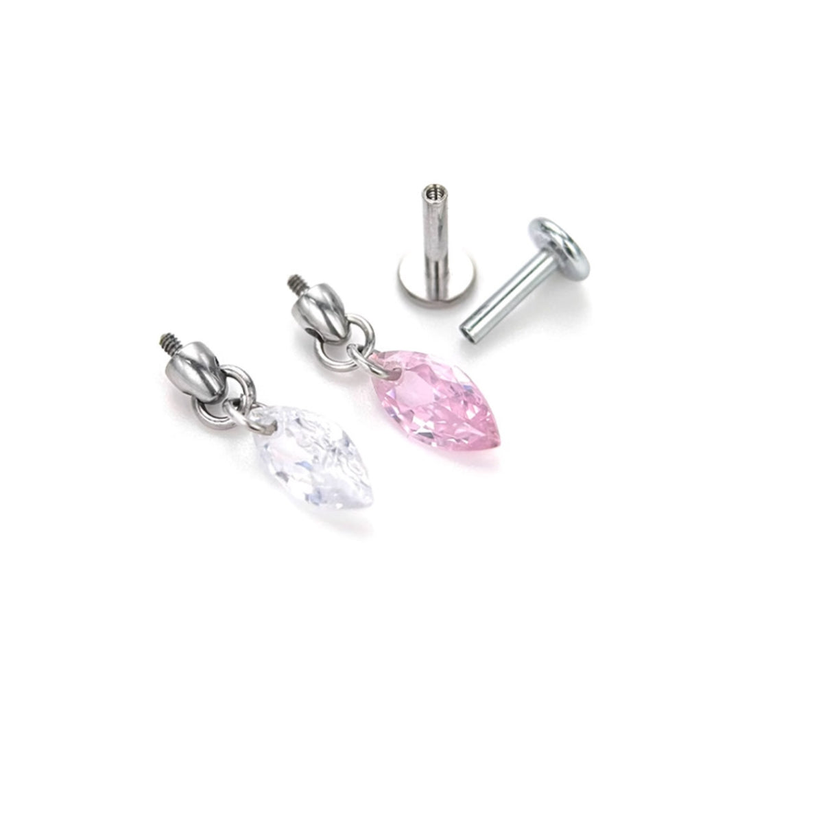 16G Titanium Internally Threaded Marquise Dangle Labret