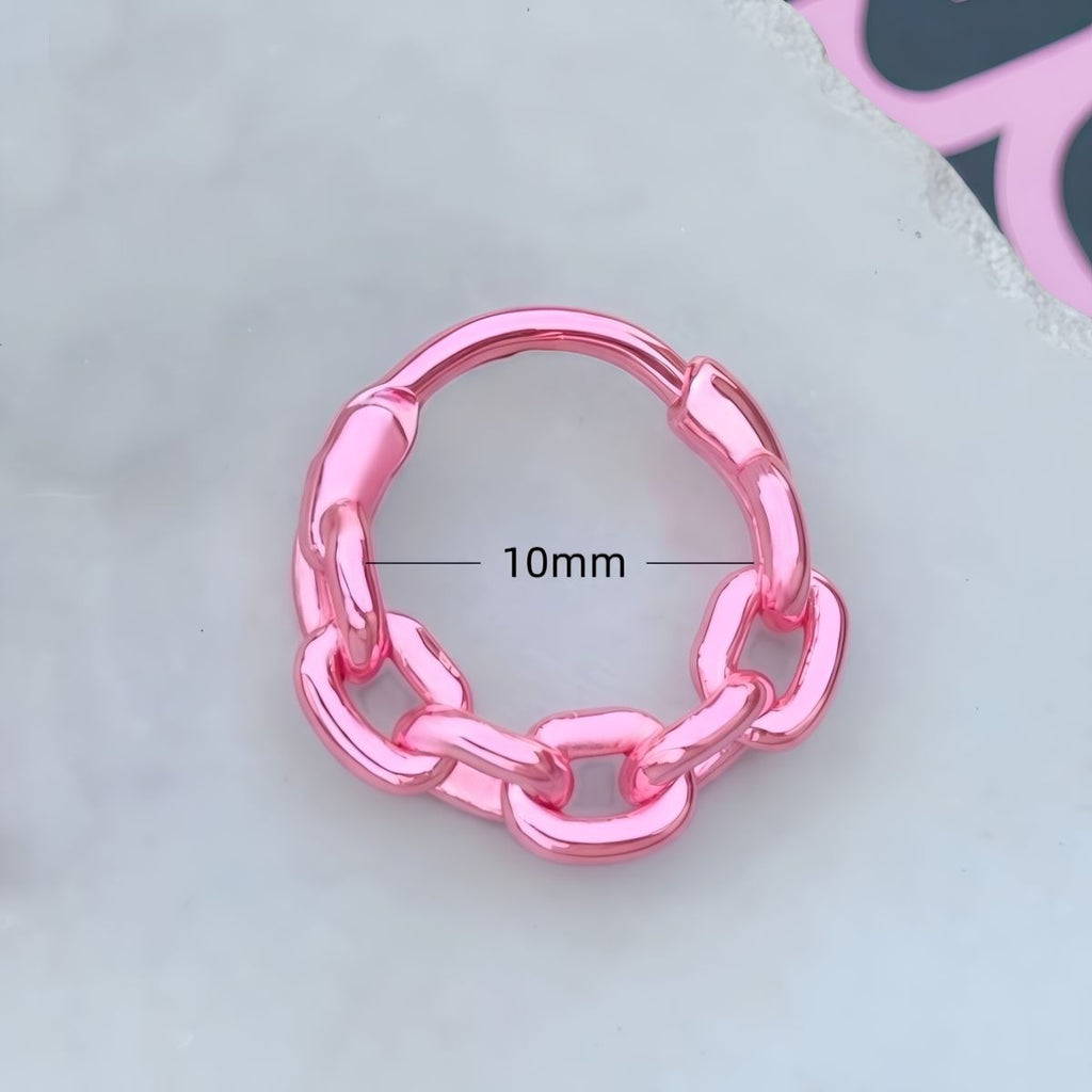 Rebel Pink Heart Horseshoe Circular Nose Ring