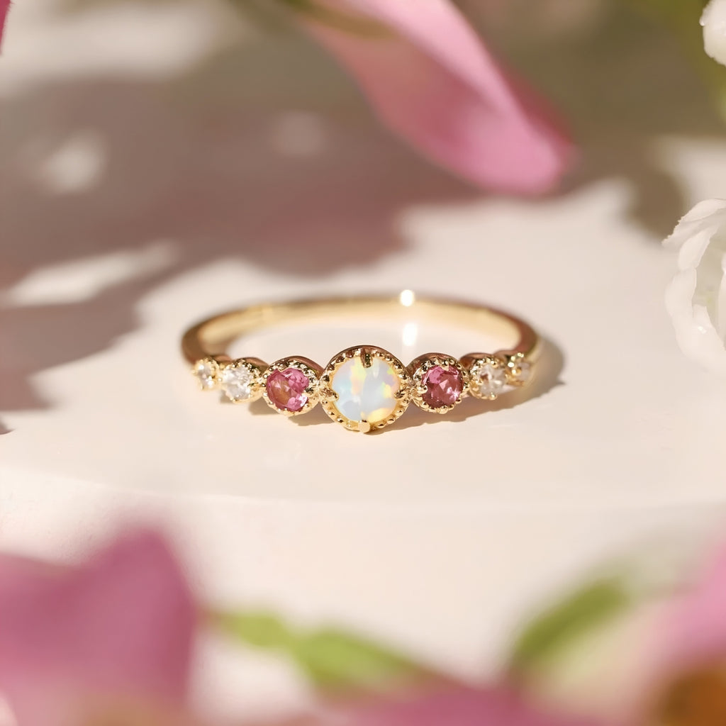 Pink Zircon And Opal Harmony Ring