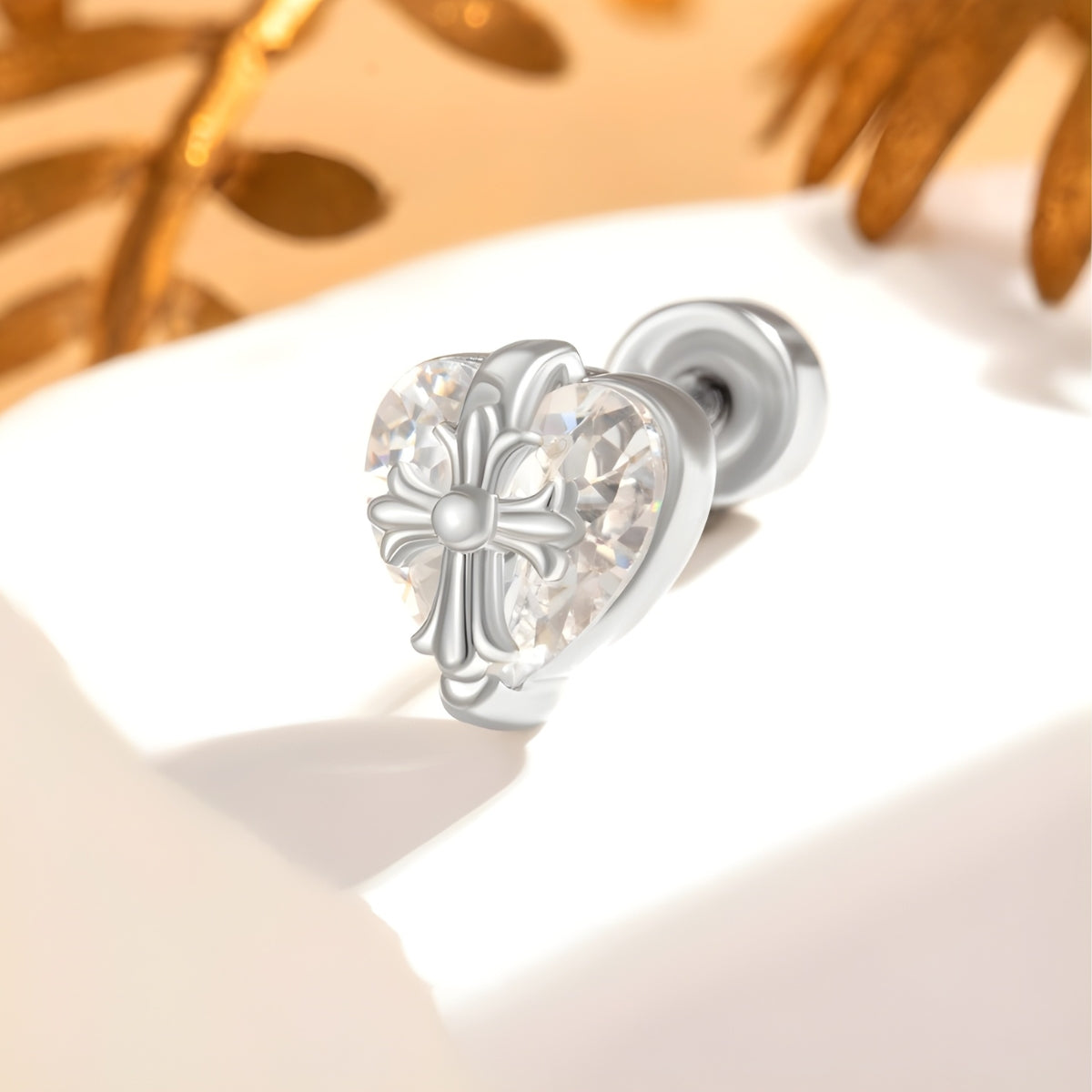 Cross Heart Flat Back Piercings