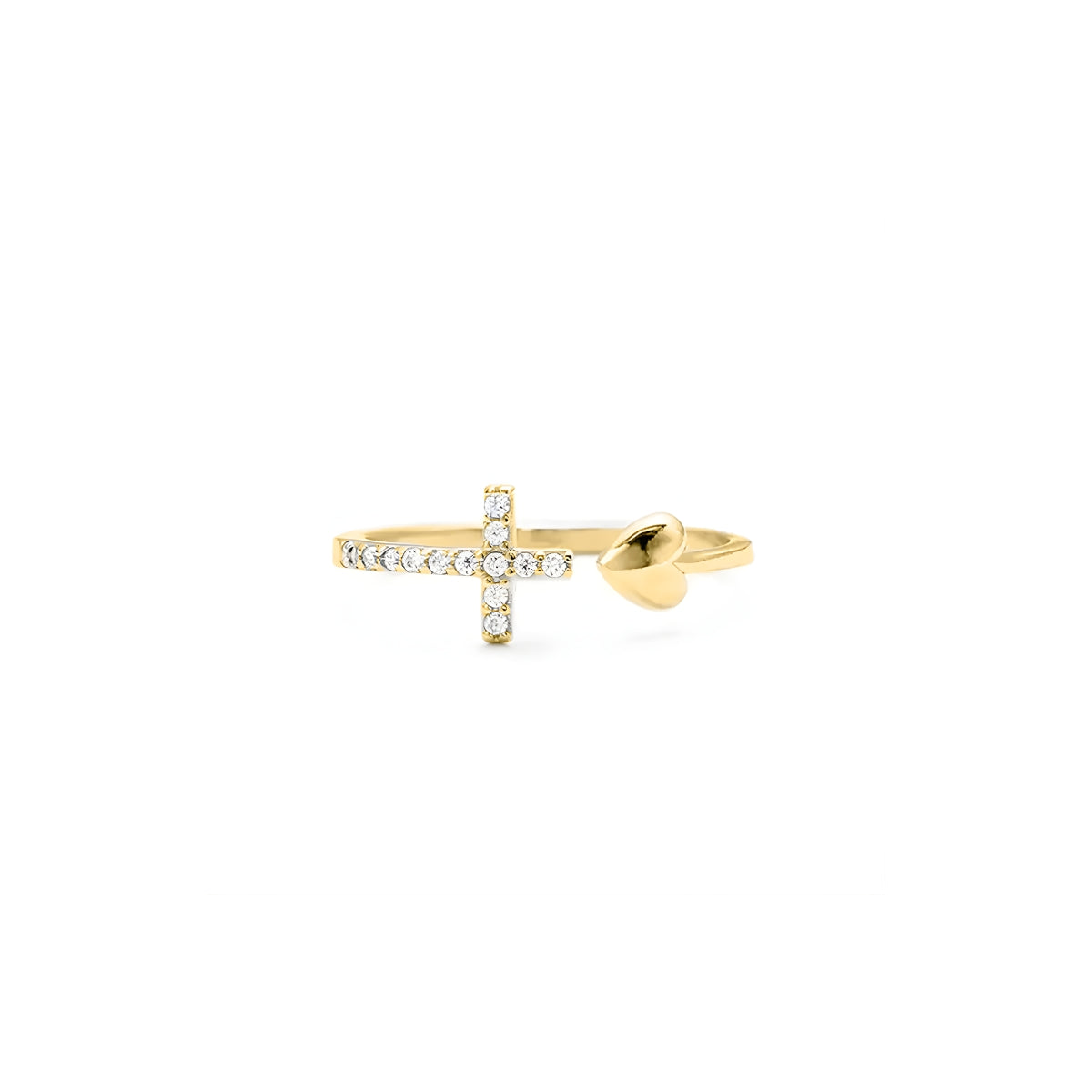 Cross Heart Open Pinky Ring
