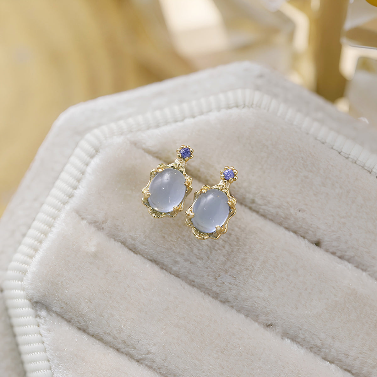 Ocean Aquamarine Lace Stud Earrings