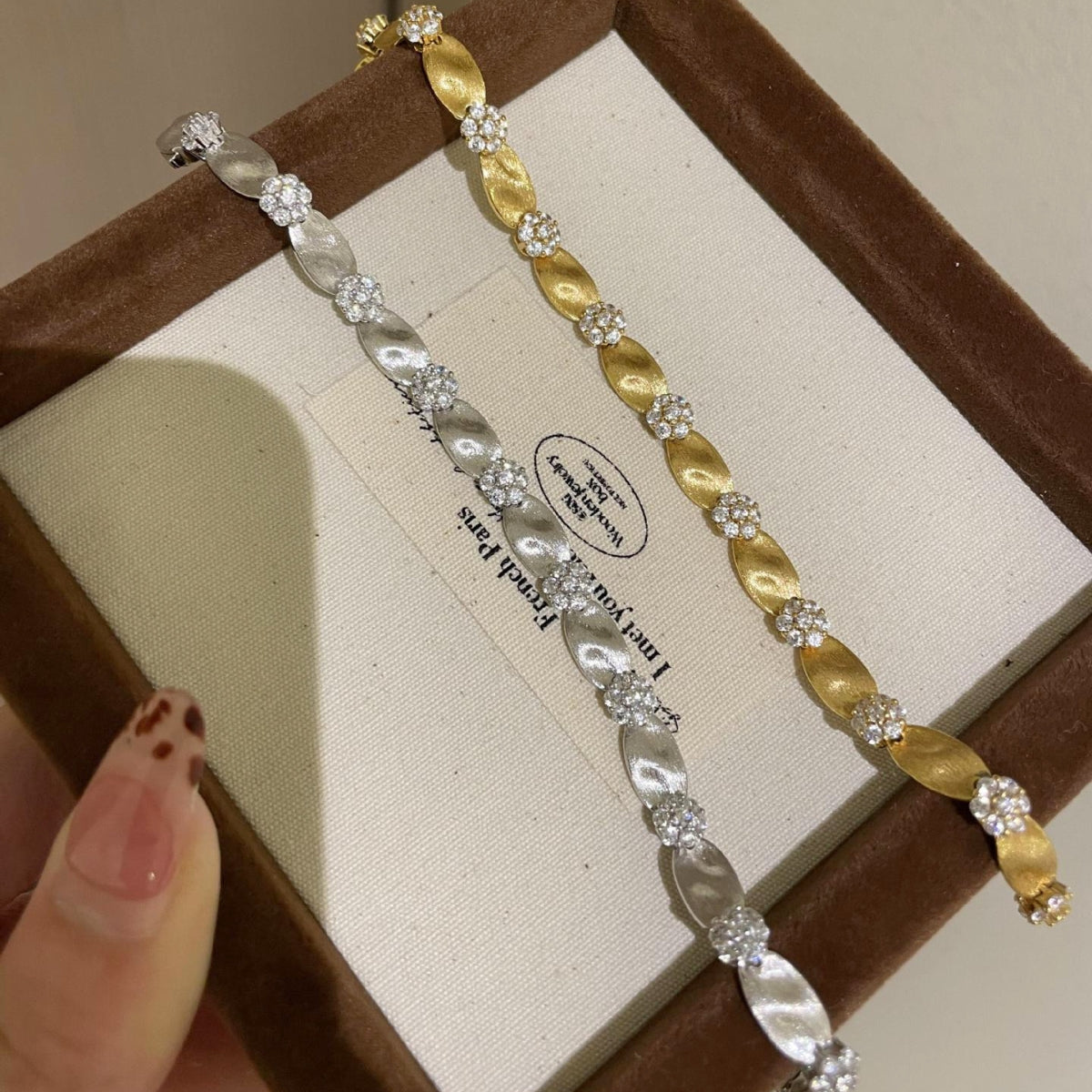 Luxury Dual Tone Brushed Ribbon Link Bracelet