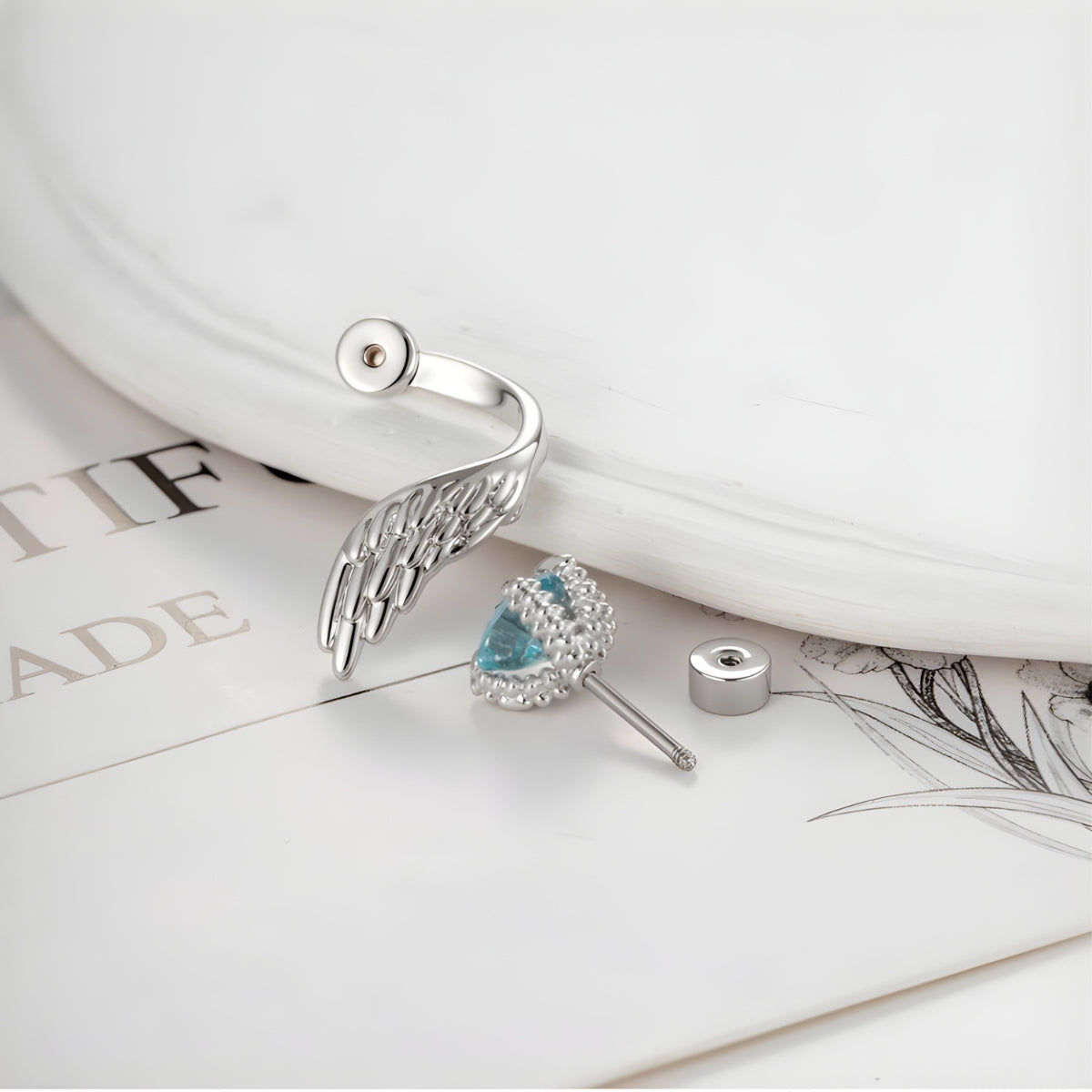 Angel Wing CZ Conch Helix Earrings