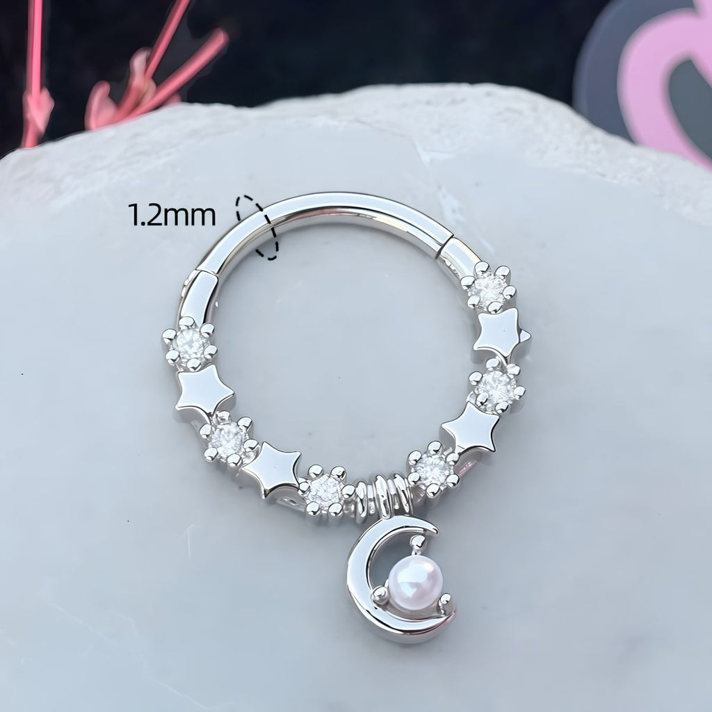 Rebel Pink Heart Horseshoe Circular Nose Ring