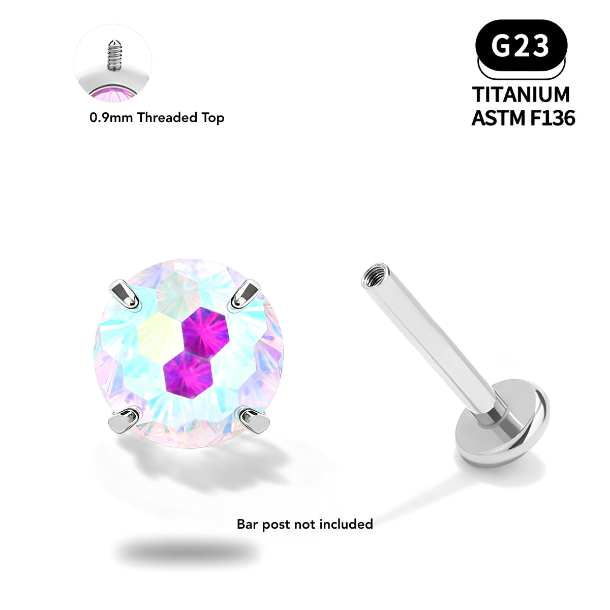 Celestial Spark Titanium CZ Flat Back Stud