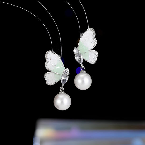 Enchanted Flutter Butterfly Pearl Drop Earrings