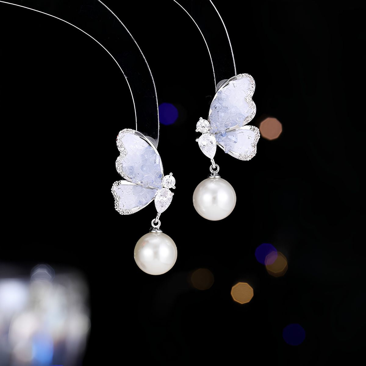 Enchanted Flutter Butterfly Pearl Drop Earrings