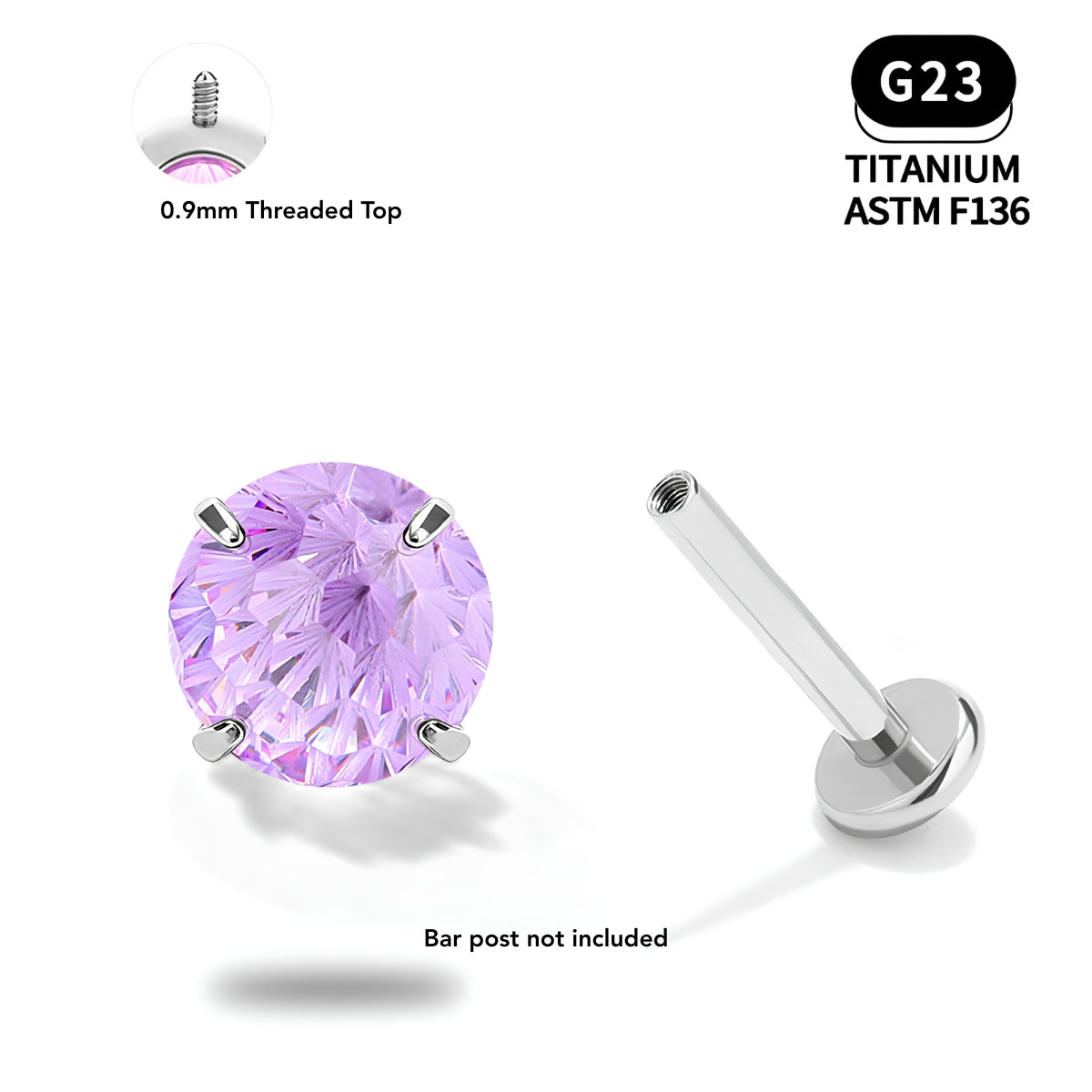 Celestial Spark Titanium CZ Flat Back Stud