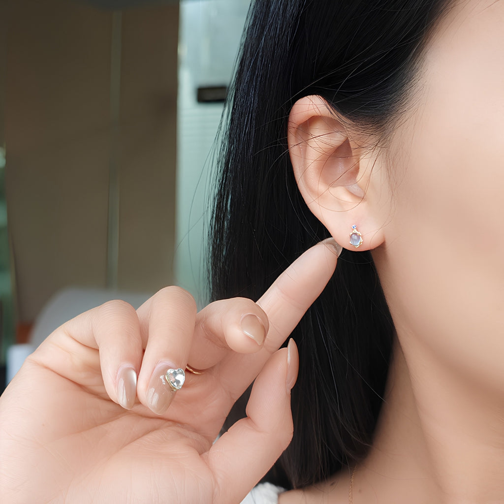 Ocean Aquamarine Lace Stud Earrings