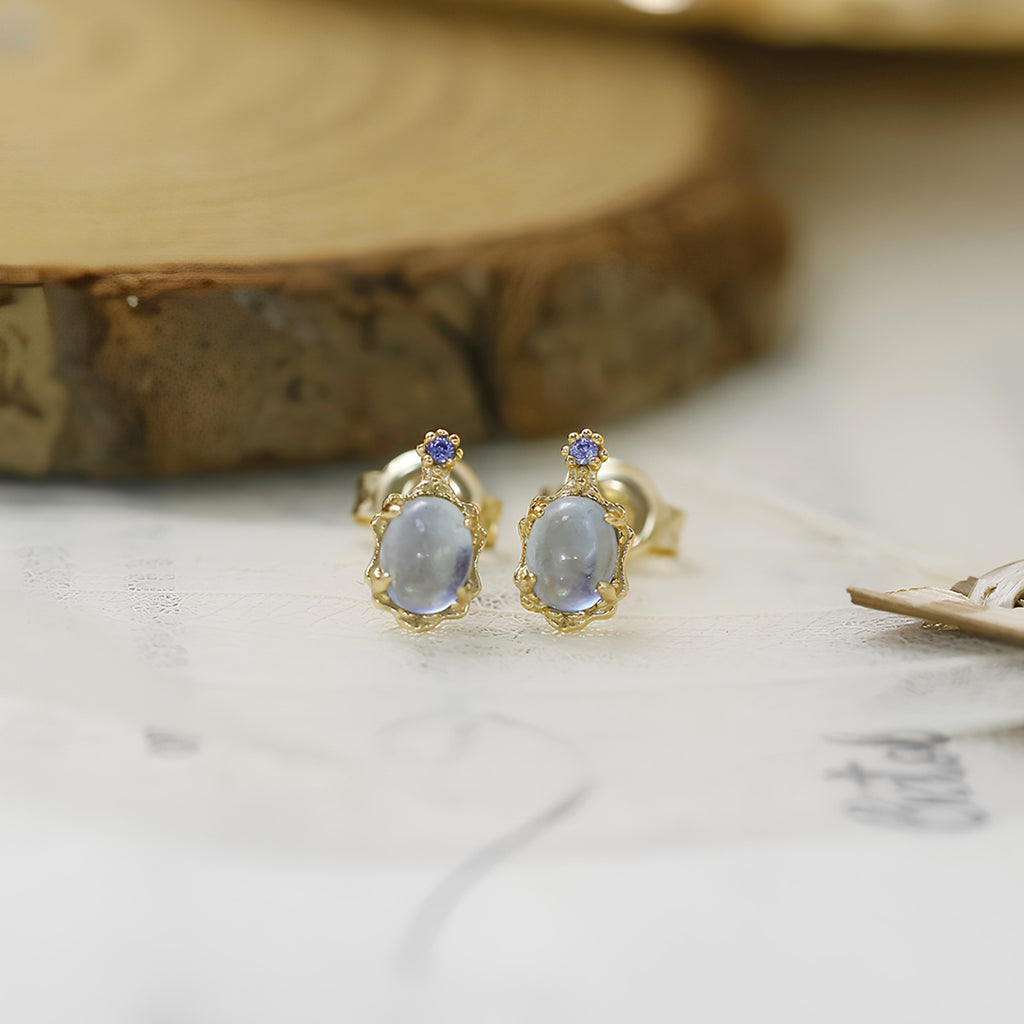 Ocean Aquamarine Lace Stud Earrings
