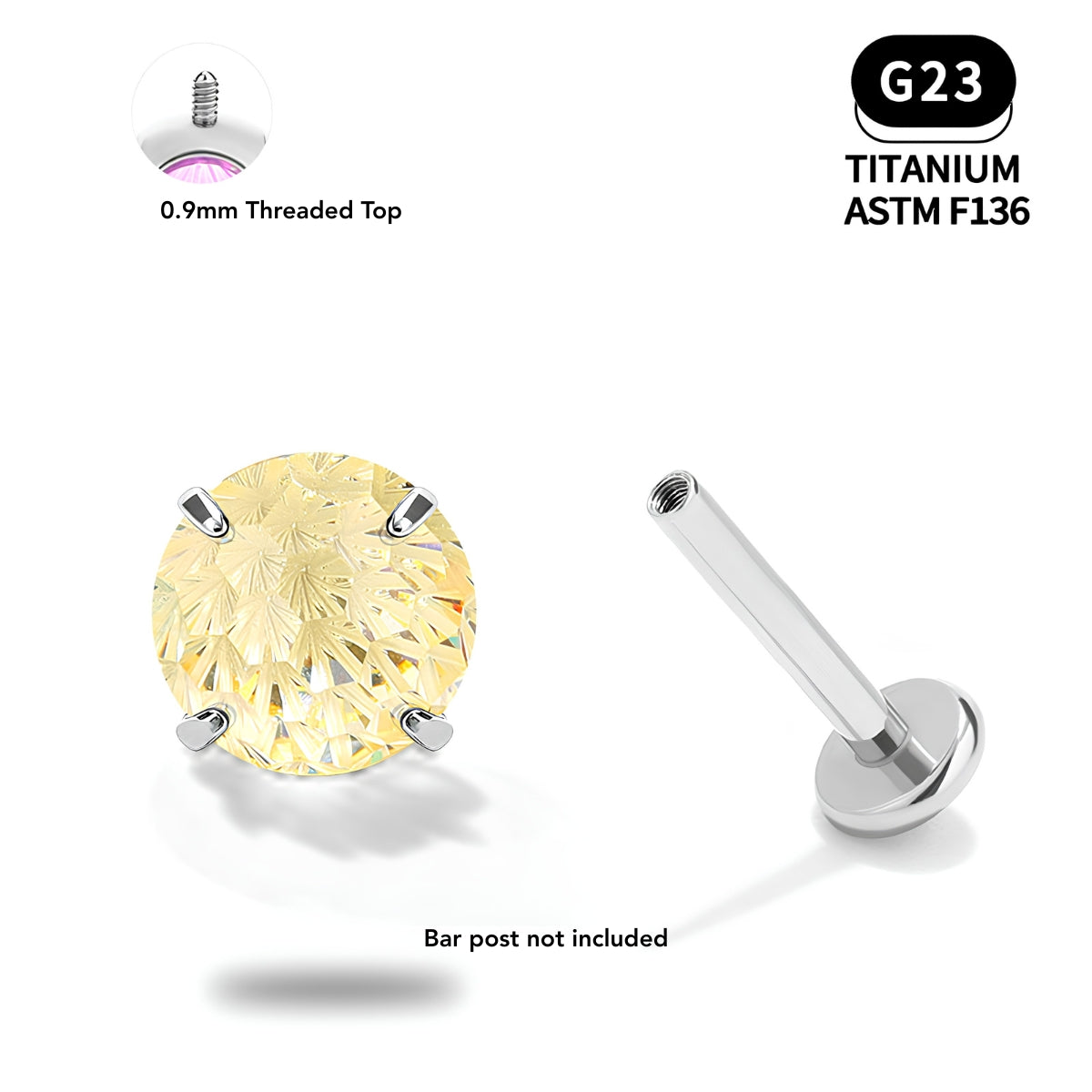 Celestial Spark Titanium CZ Flat Back Stud