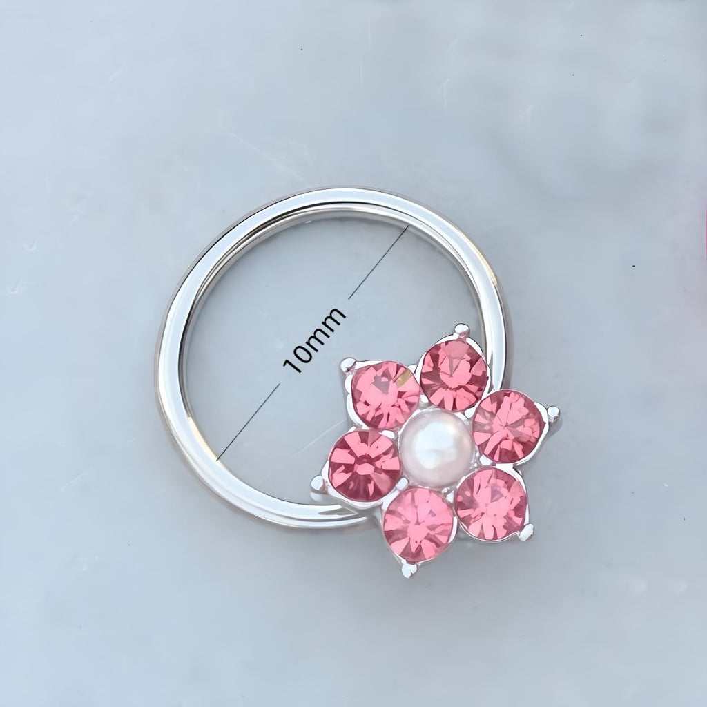 Rebel Pink Heart Horseshoe Circular Nose Ring