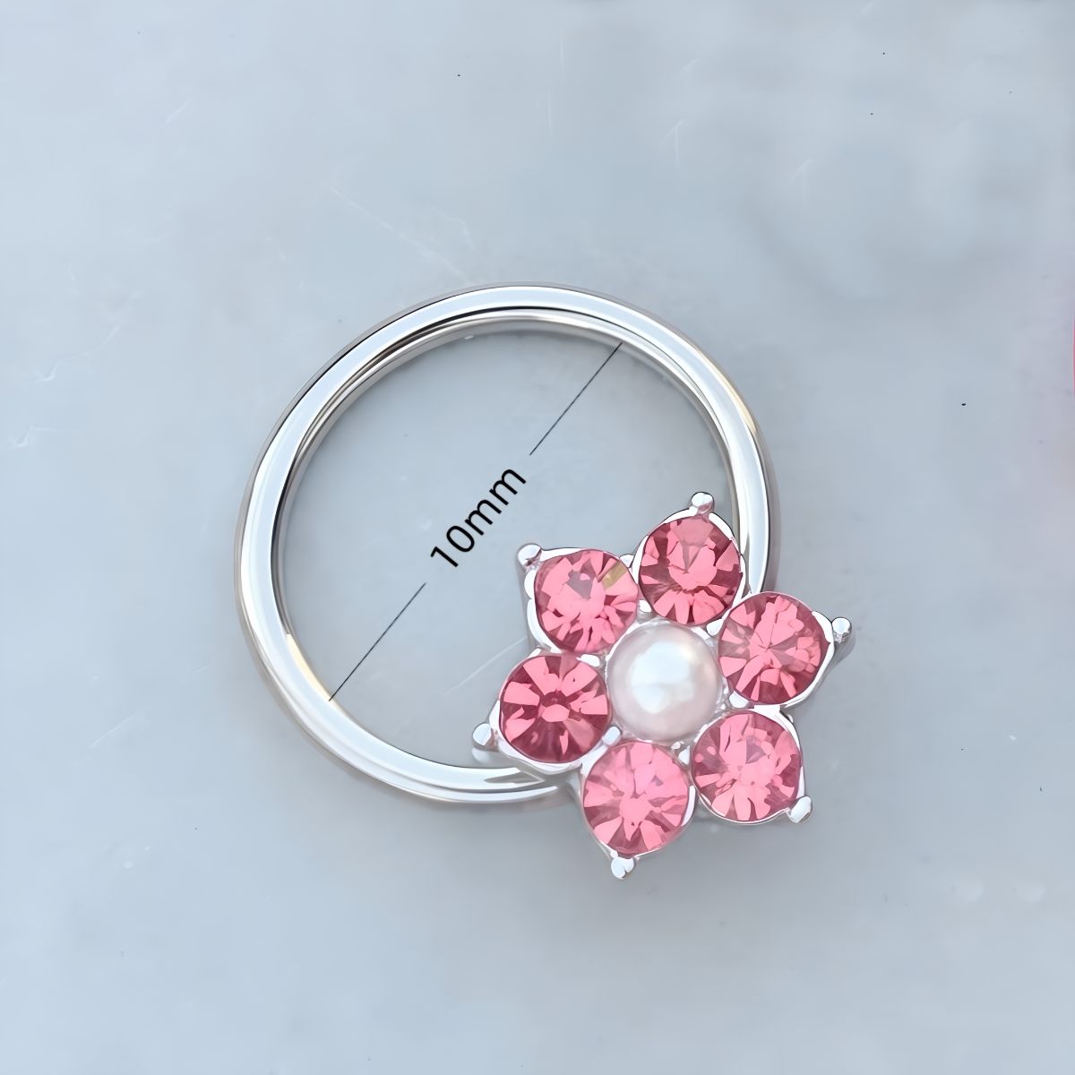Rebel Pink Heart Horseshoe Circular Nose Ring