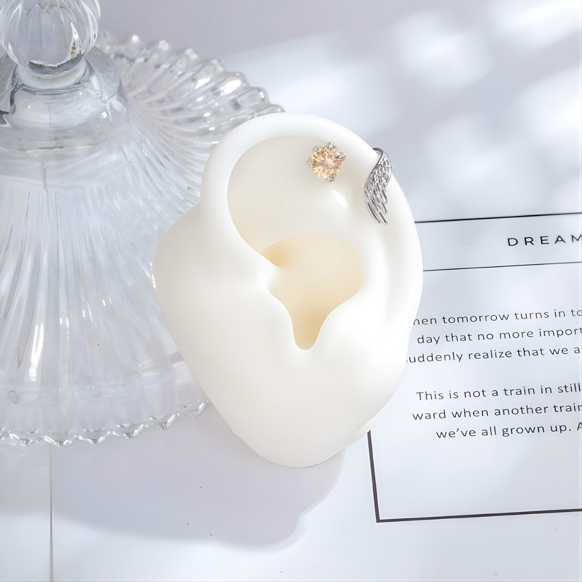 Angel Wing CZ Conch Helix Earrings
