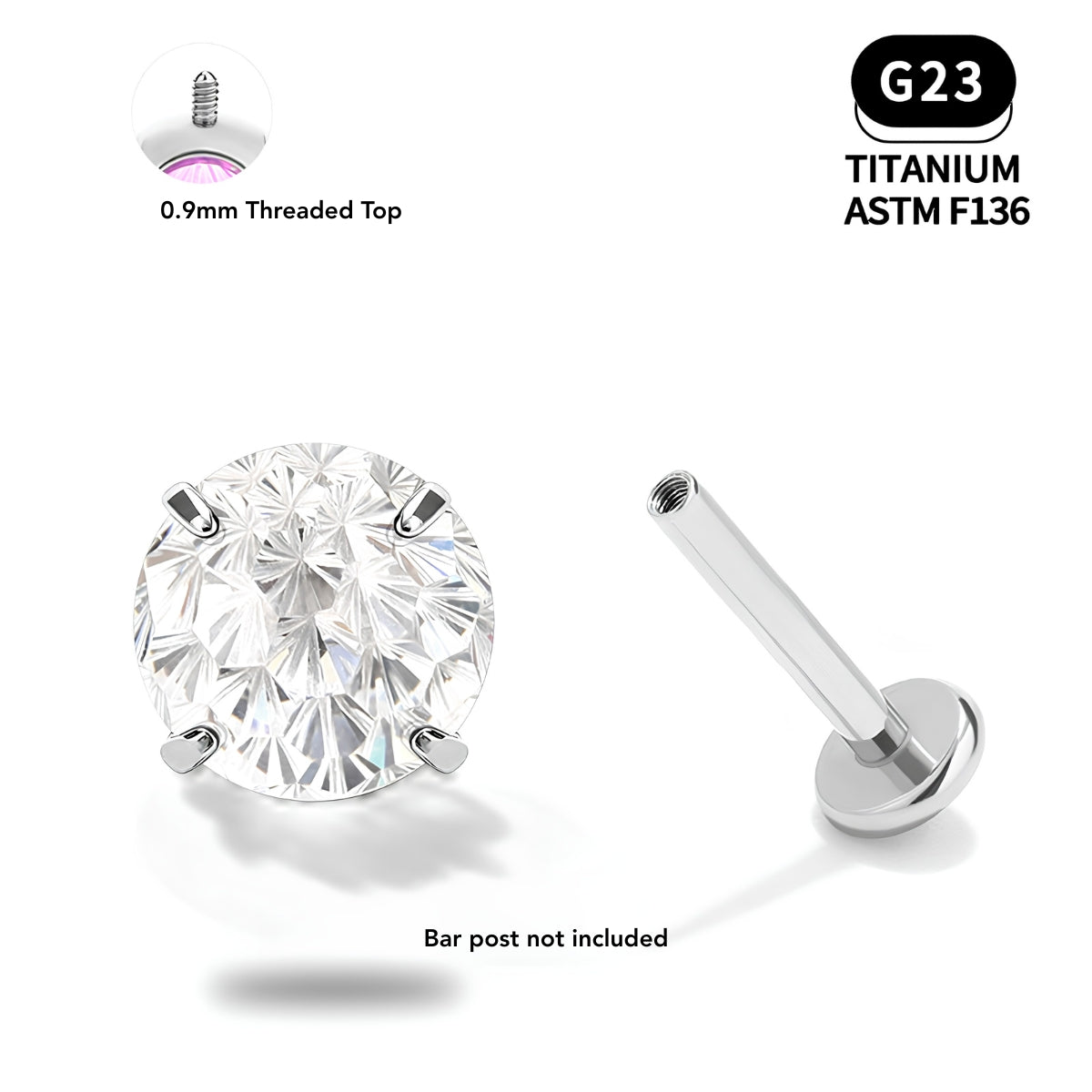 Celestial Spark Titanium CZ Flat Back Stud