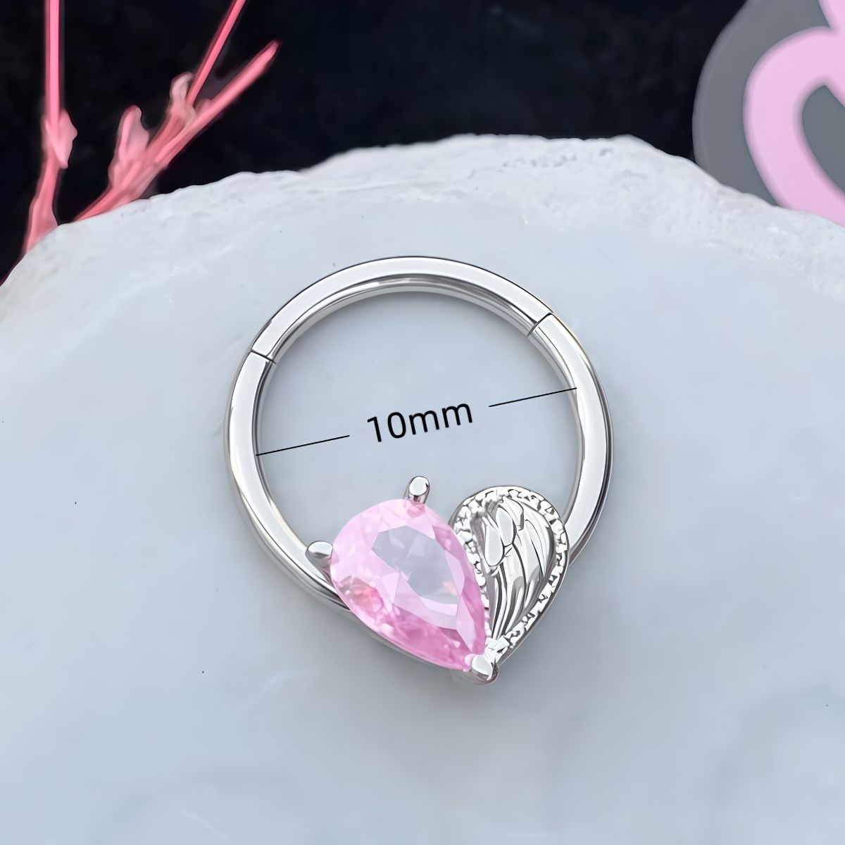 Rebel Pink Heart Horseshoe Circular Nose Ring