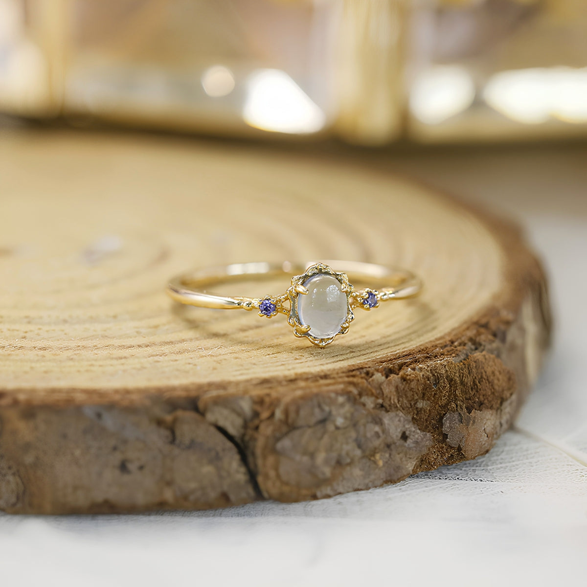 Aquamarine Three Stone Ring Set