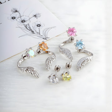 Angel Wing CZ Conch Helix Earrings