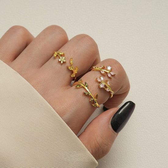 Mori Flower Open Leaf Ring