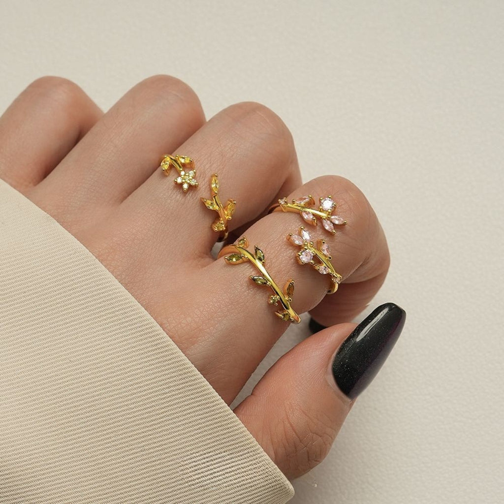 Mori Flower Open Leaf Ring